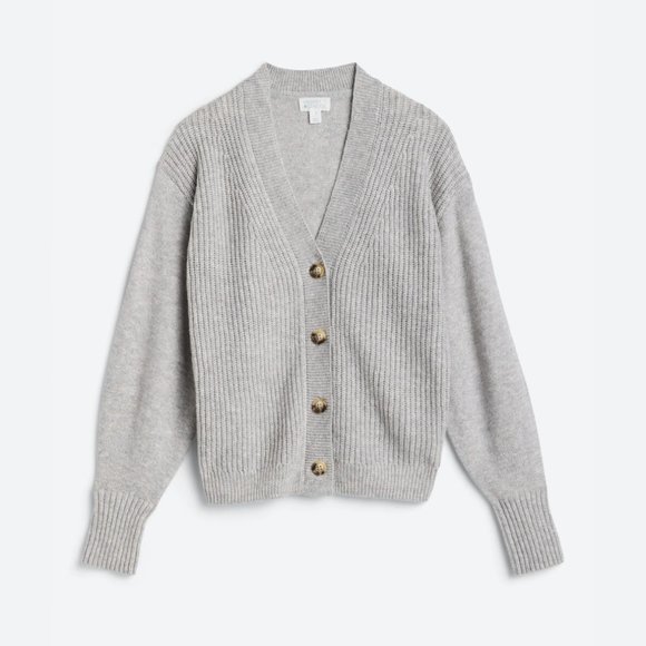 Market & Spruce Sweaters - Market & Spruce Gray Knit Ribbed Button Front V Neck Cardigan Sweater NWT